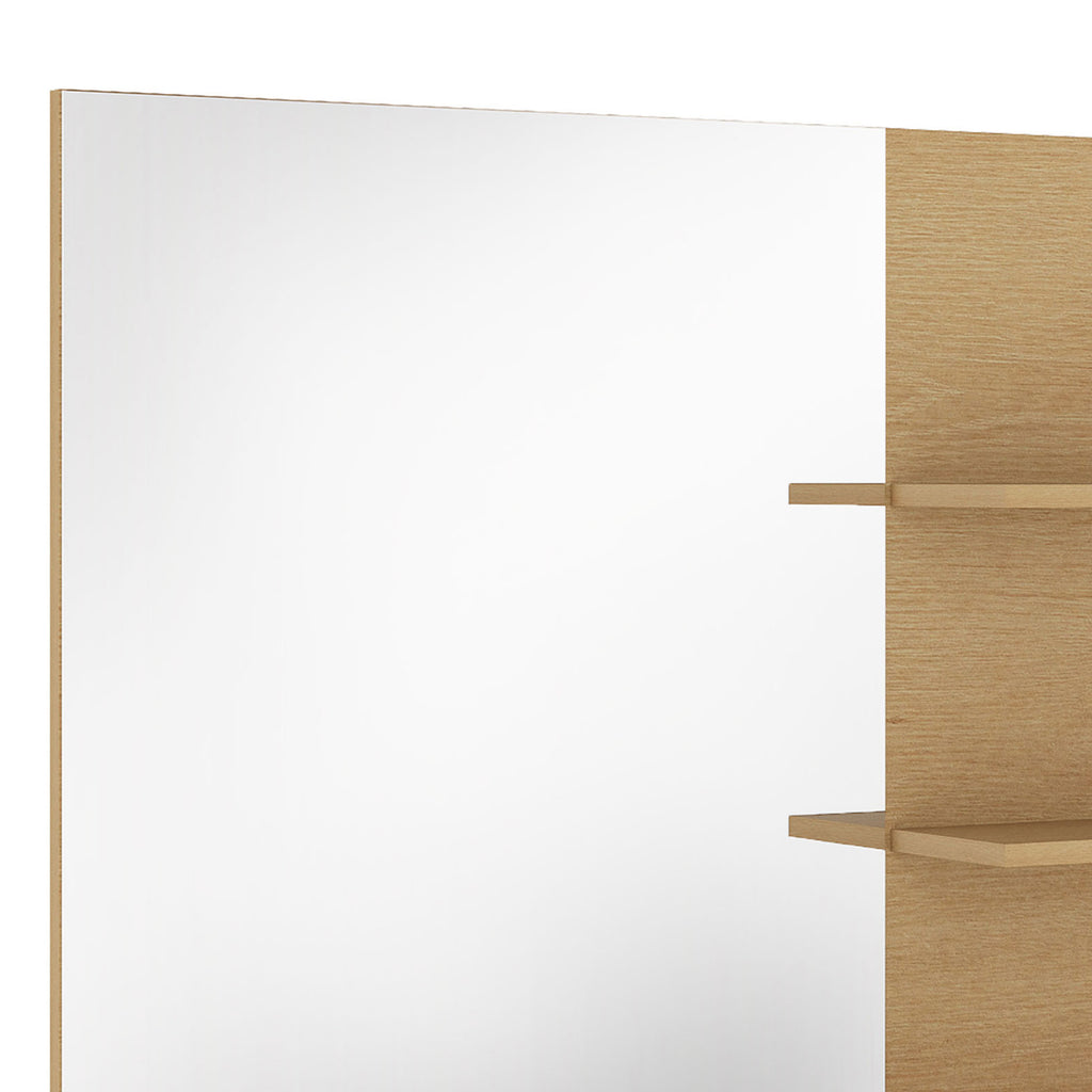 Miroir Salle de Bain avec 3 Étagères 60 x 48 cm, Miroir Mural Modern pour chambre à coucher, bureau, Chêne-7