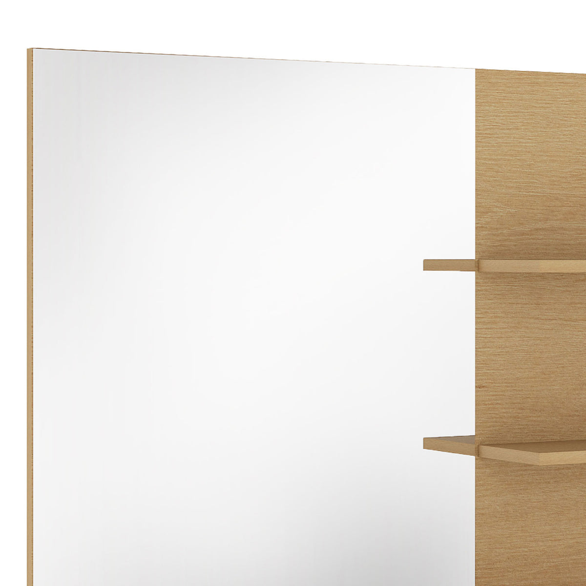 Miroir Salle de Bain avec 3 Étagères 60 x 48 cm, Miroir Mural Modern pour chambre à coucher, bureau, Chêne-7
