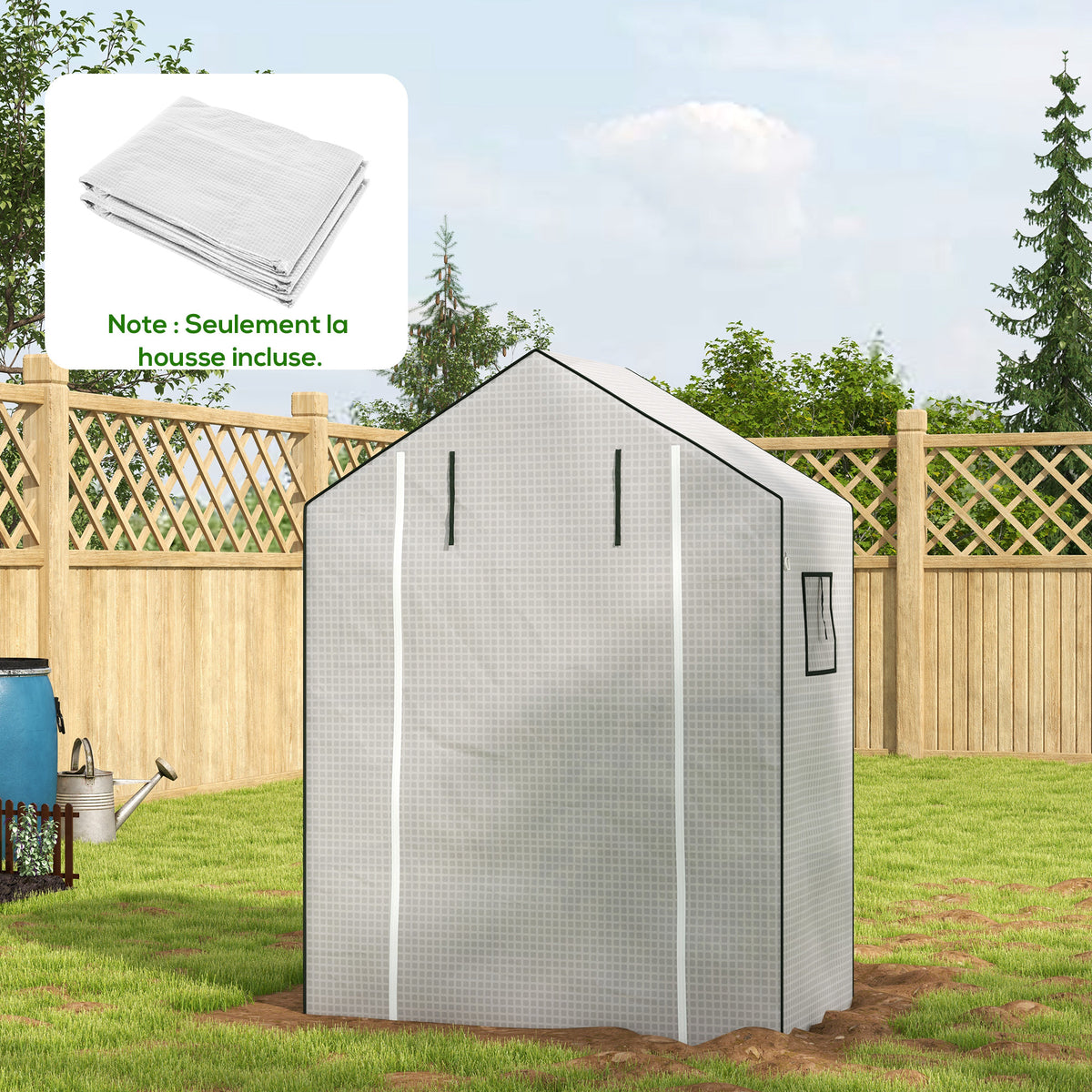 Bâche de remplacement pour serre de jardin 140 x 73 x 190 cm avec fenêtre, porte anti-UV pour le jardin - Blanc-9