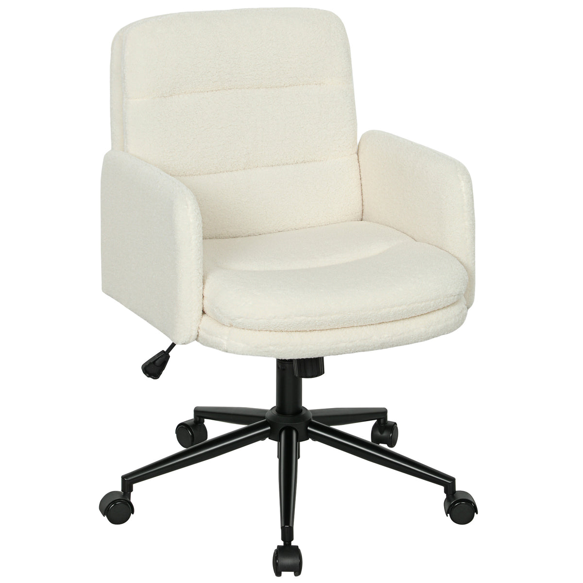 Chaise de bureau, fauteuil de bureau pivotante avec hauteur réglable, fonction de bascule, 61,5 x 65 x 91-101 cm, crème-0