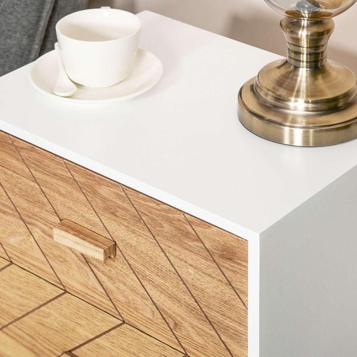 Table de chevet Chiffonnier Commode Meuble de Rangement avec 2 tiroirs Scandinave 40L x 30l x 56H cm en Bois-6
