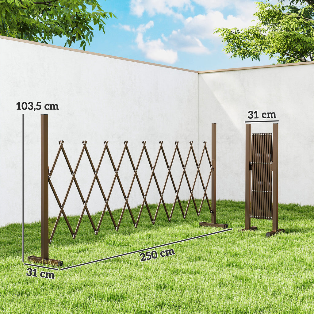 Barrière Extensible rétractable barrière de sécurité 250L x 31l x 104H cm alu métal Chocolat-2