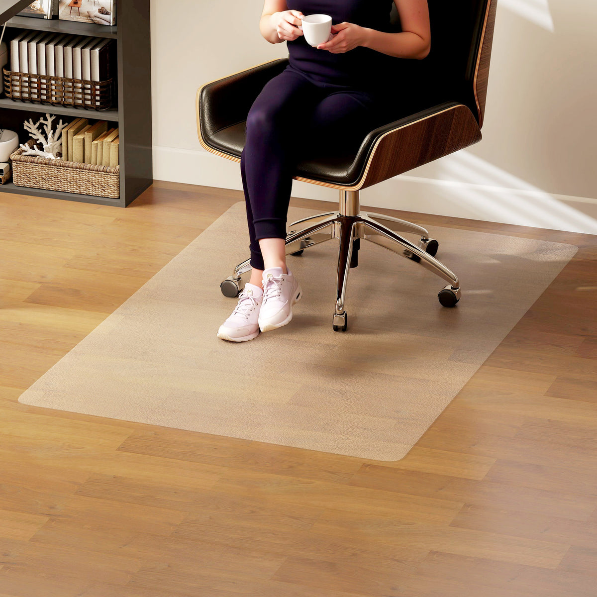 Tapis de chaise de bureau rectangulaire, antidérapants en plastique transparent 100x150cm-1