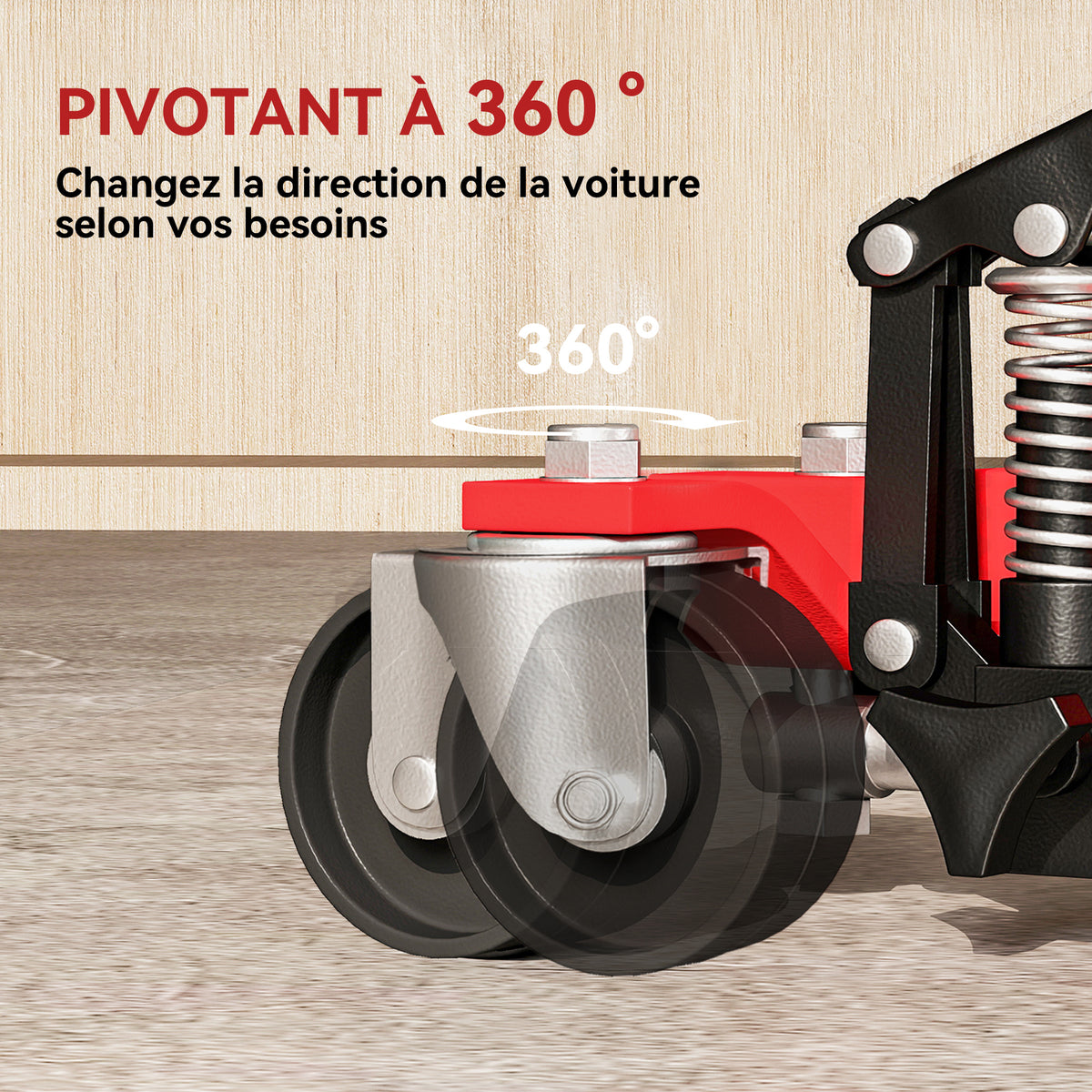 Lot de 2 chariots de manutention de voiture capacité 680kg chariot de déplacement largeur pneu 22,8cm 56x54x19,5cm, noir-6