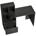 Bureau d'ordinateur avec bibliothèque 4 compartiments et tiroir verrouillable, 126 x 50 x 109 cm, noir-0