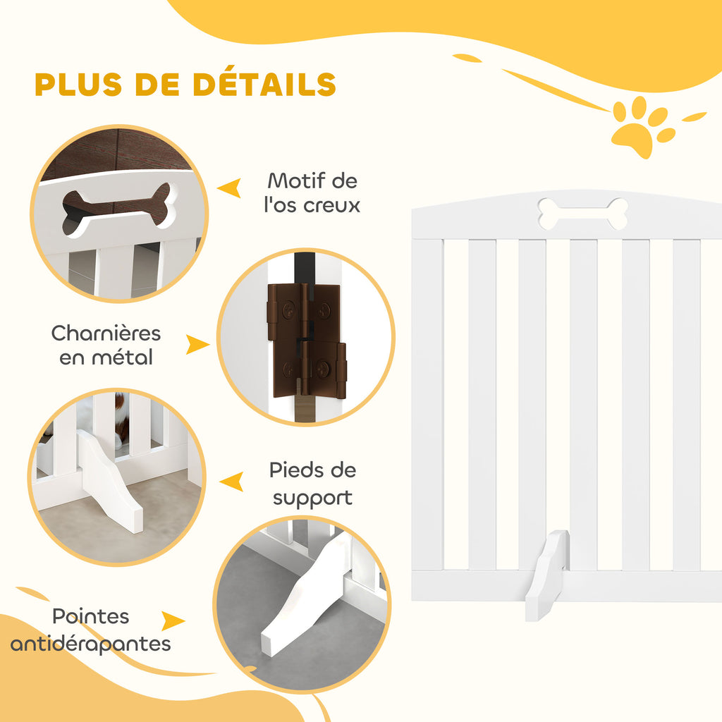 Barrière de sécurité chien barrière pliable pour chien pieds de support pointes antidérapantes 155 x 30 x 61 cm blanc-5