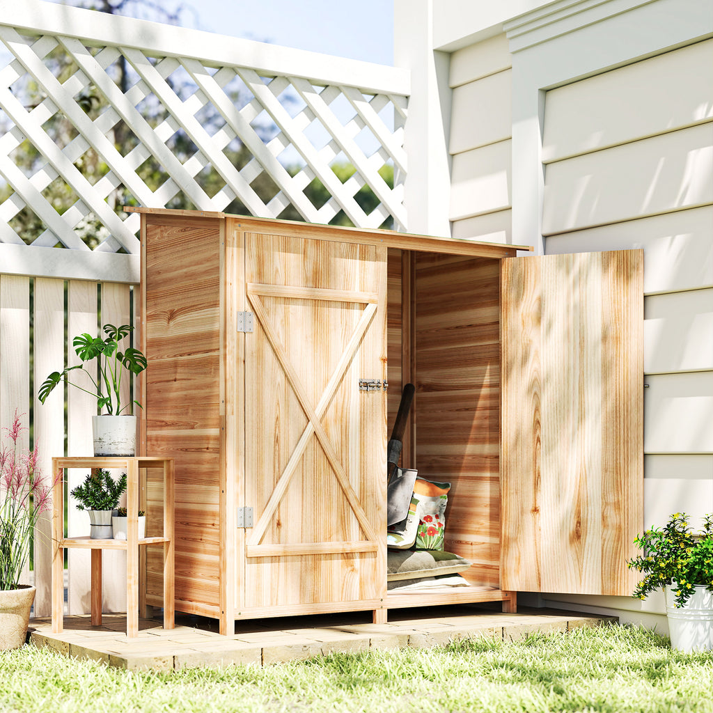 Abri de jardin en bois armoire de jardin en bois avec table, toit en asphalte, 140 x 75 x 157 cm, effet bois naturel-9