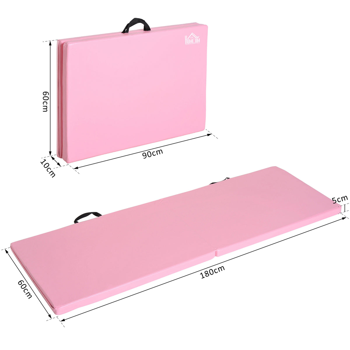 Tapis de gymnastique yoga pilates fitness pliable portable grand confort 180L x 60l x 5H cm revêtement synthétique rose-2