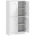 Buffet cuisine, meuble cuisine rangement avec 4 portes cintrées et 2 étagères réglables, 60 x 30 x 110 cm, blanc-0