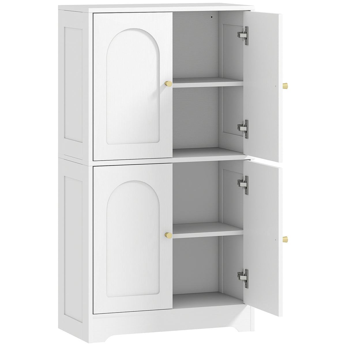 Buffet cuisine, meuble cuisine rangement avec 4 portes cintrées et 2 étagères réglables, 60 x 30 x 110 cm, blanc-0