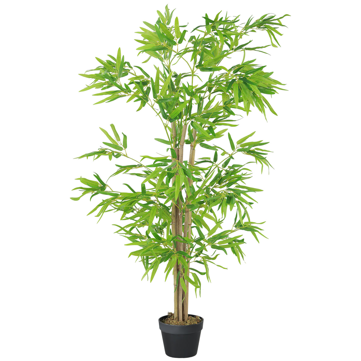 Bambous artificiels 1,20H m réalistes par Bambou avec Vrais Troncs - Pot Inclus Noir Vert-0