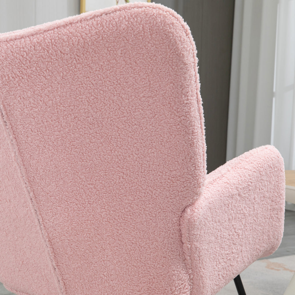 Fauteuil à bascule rocking chair revêtement bouclette structure en acier 71 x 98 x 101 cm rose-7