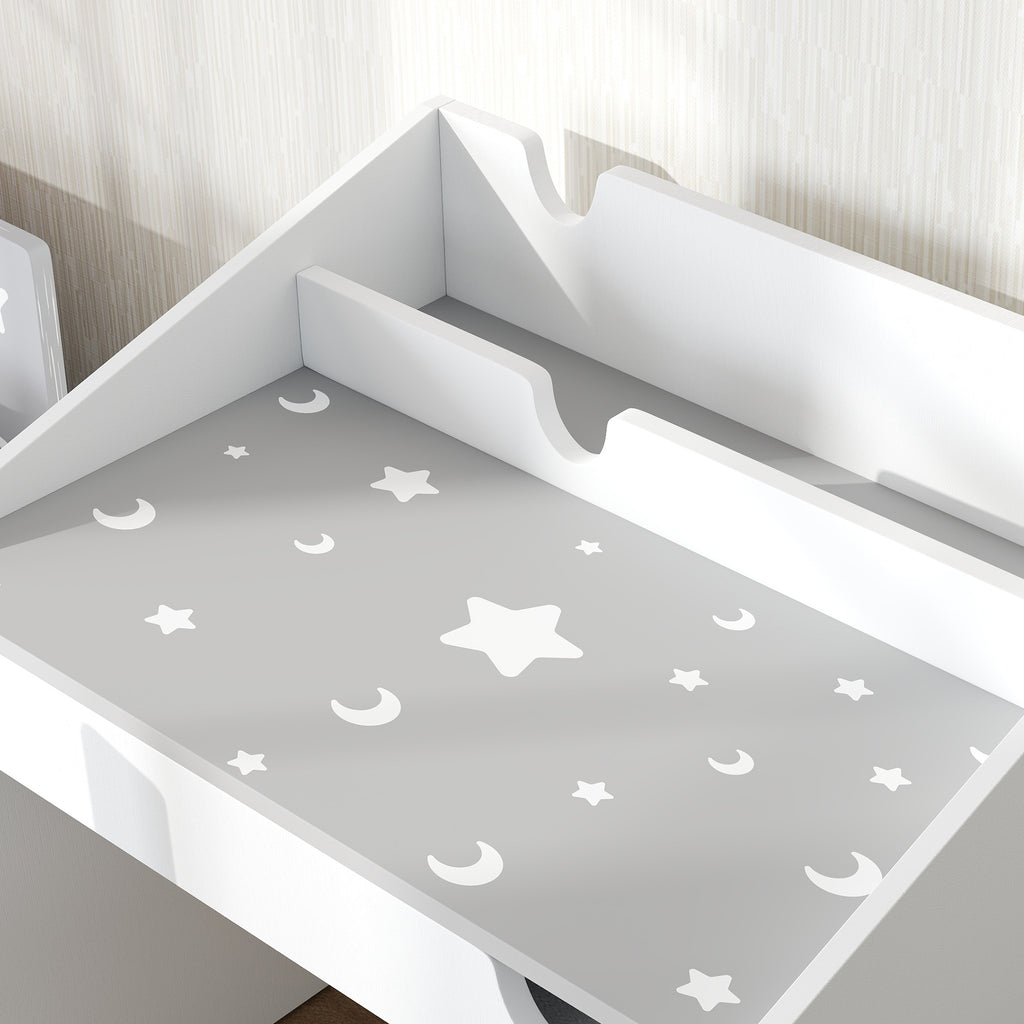 Ensemble Bureau et chaise pour enfants, avec rangement, tiroir coulissant, pour les 3-6 ans, motif étoilé - Gris-7