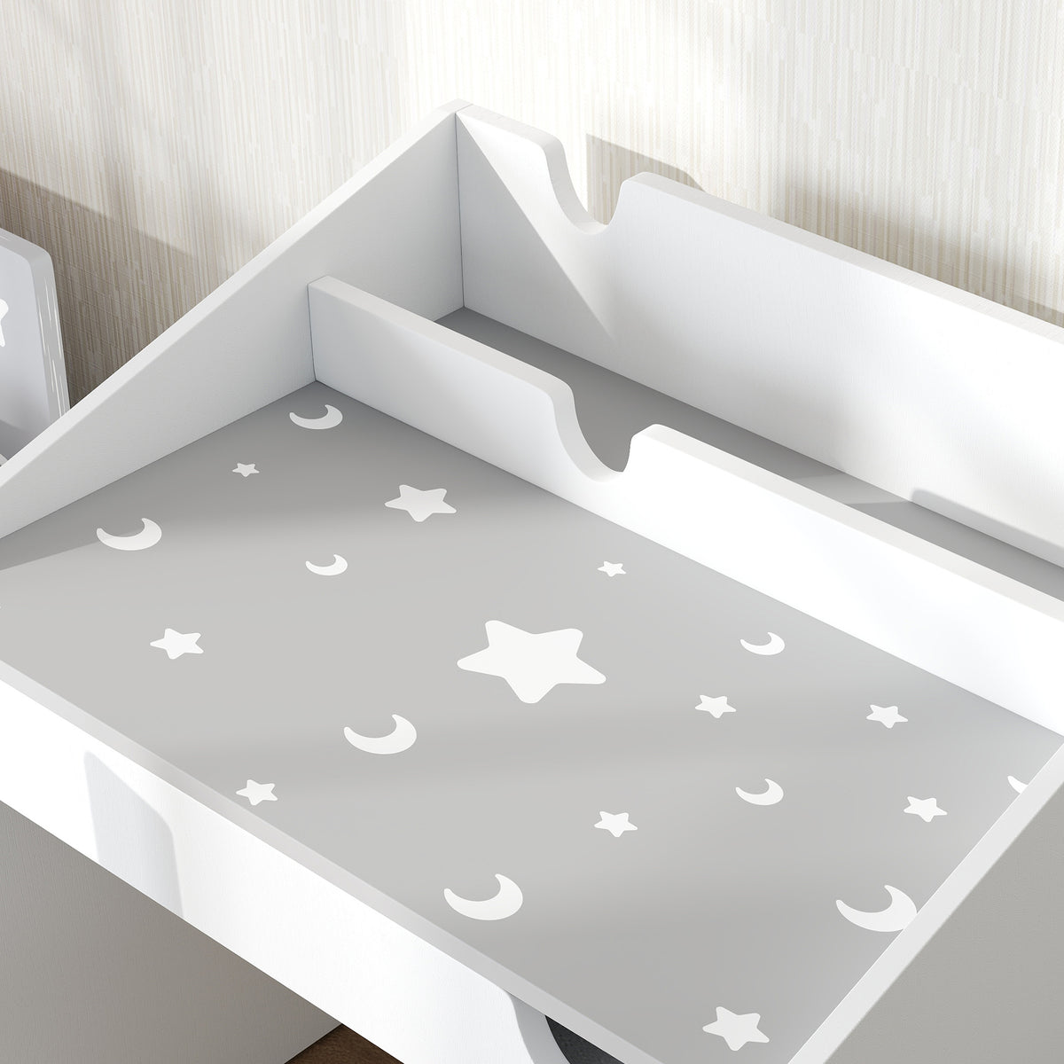Ensemble Bureau et chaise pour enfants, avec rangement, tiroir coulissant, pour les 3-6 ans, motif étoilé - Gris-7