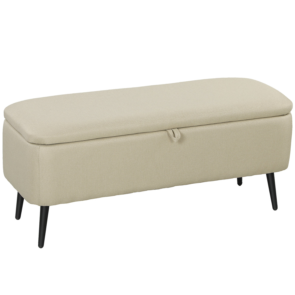 Banc banquette coffre de rangement 2 en 1 en tissu avec pieds en acier noir 102 x 40 x 39,5 cm beige-0