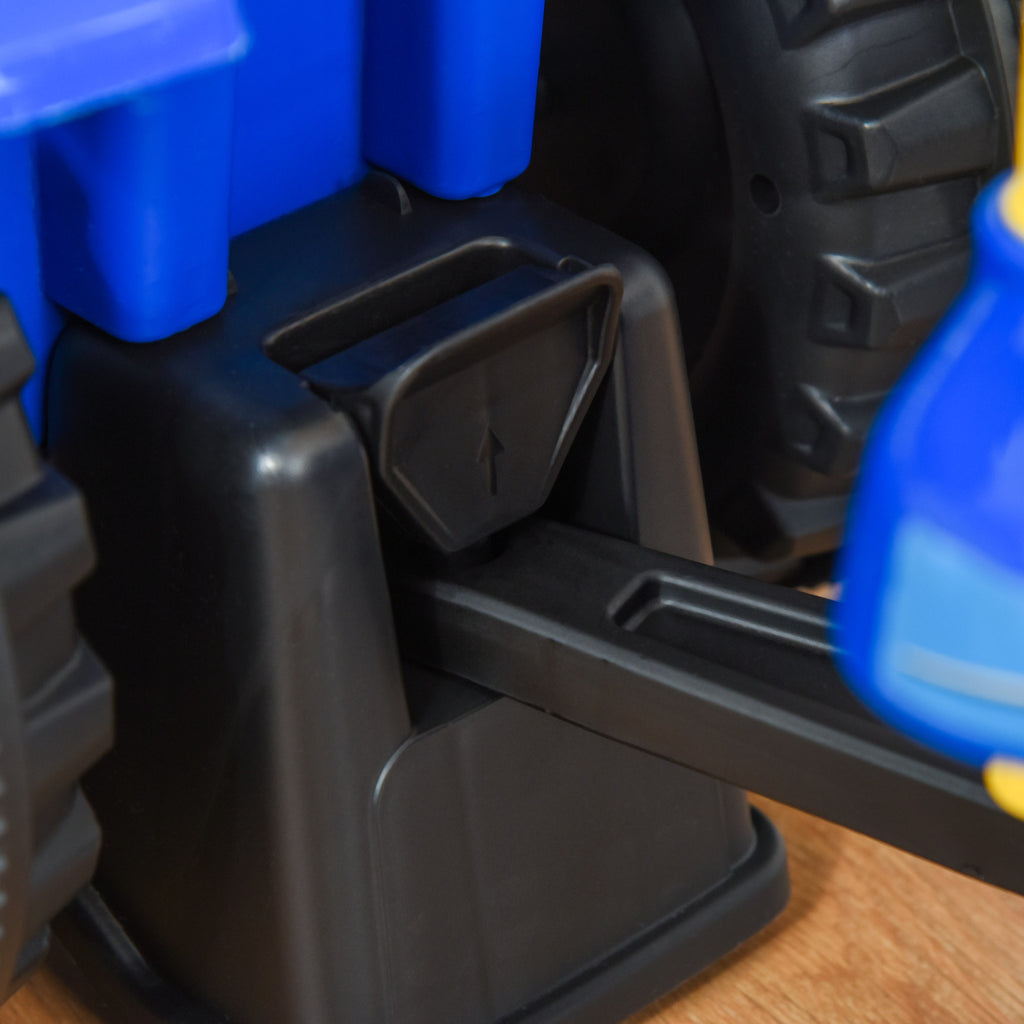 Porteur tracteur enfants avec coffre amovible, râteau et pelle, voiture enfants avec lumière LED et klaxon, bleu-8