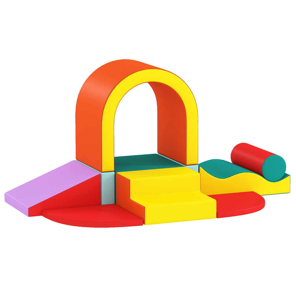 Parcours motricité bébé 10PCS, module motricité bébé en mousse EPE avec housse en revêtement PU, multicolore-0
