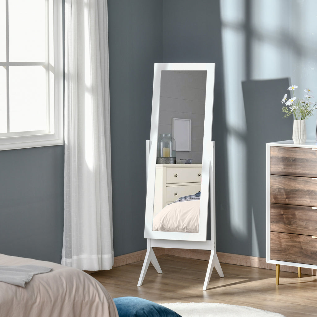 Miroir en Pied Grand Miroir de Sol Inclinaison réglable pour Dressing Chambre dim. 47L x 46l x 148H cm en blanc-1