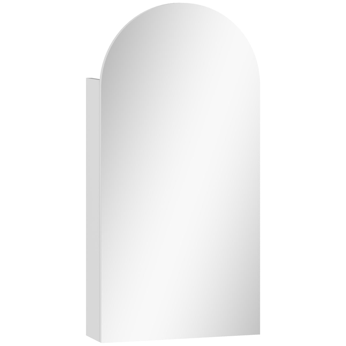 Armoire murale salle de bain avec miroir, meuble salle de bain sans cadre en arche et étagères en verre réglables, blanc-0