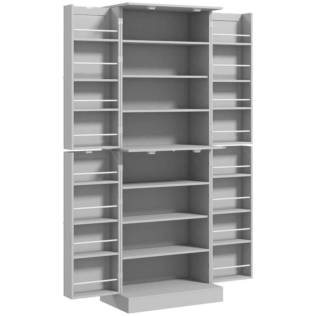 Armoire de cuisine buffet cuisine avec placards, étagère réglable et porte-épices, 60 x 35 x 166 cm, gris-0