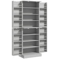 Armoire de cuisine buffet cuisine avec placards, étagère réglable et porte-épices, 60 x 35 x 166 cm, gris-0