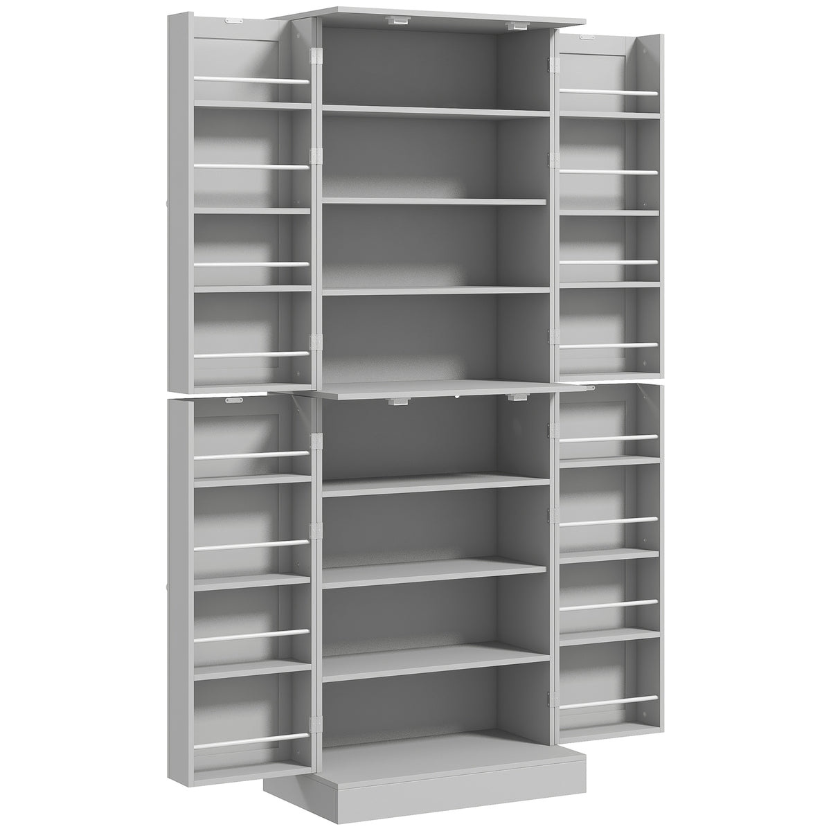 Armoire de cuisine buffet cuisine avec placards, étagère réglable et porte-épices, 60 x 35 x 166 cm, gris-0