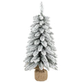 Sapin de Noël Artificiel 90 cm, 107 Embouts de Branches Enneigés en PVC, Base en Toile de Jute, Montage Rapide, Blanc-0