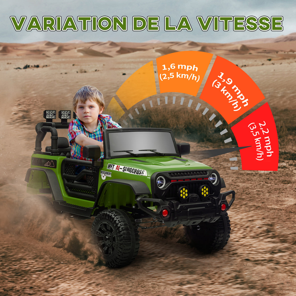Buggy 4x4 voiture électrique enfant UTV avec télécommande 2.4Ghz 2 moteurs 12 V vert-5