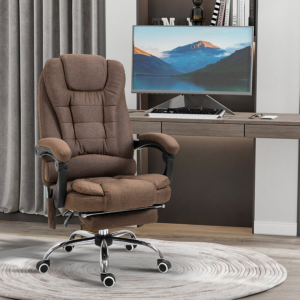 Fauteuil de bureau direction massant chauffant hauteur réglable dossier inclinable repose-pied + coussin lombaires-1