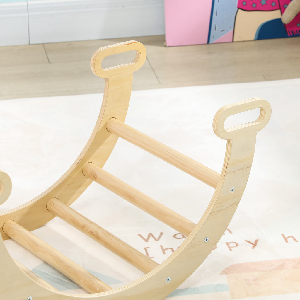 Arche escalade enfants bascule en bois d'intérieur pour garçons & filles, tout-petits de 18 à 48 mois, bois naturel-7