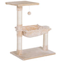 Arbre à chat 3 griffoirs grattoirs sisal naturel plateforme hamac et boule suspendue dim. 50L x 36l x 70H cm peluche courte beige-0