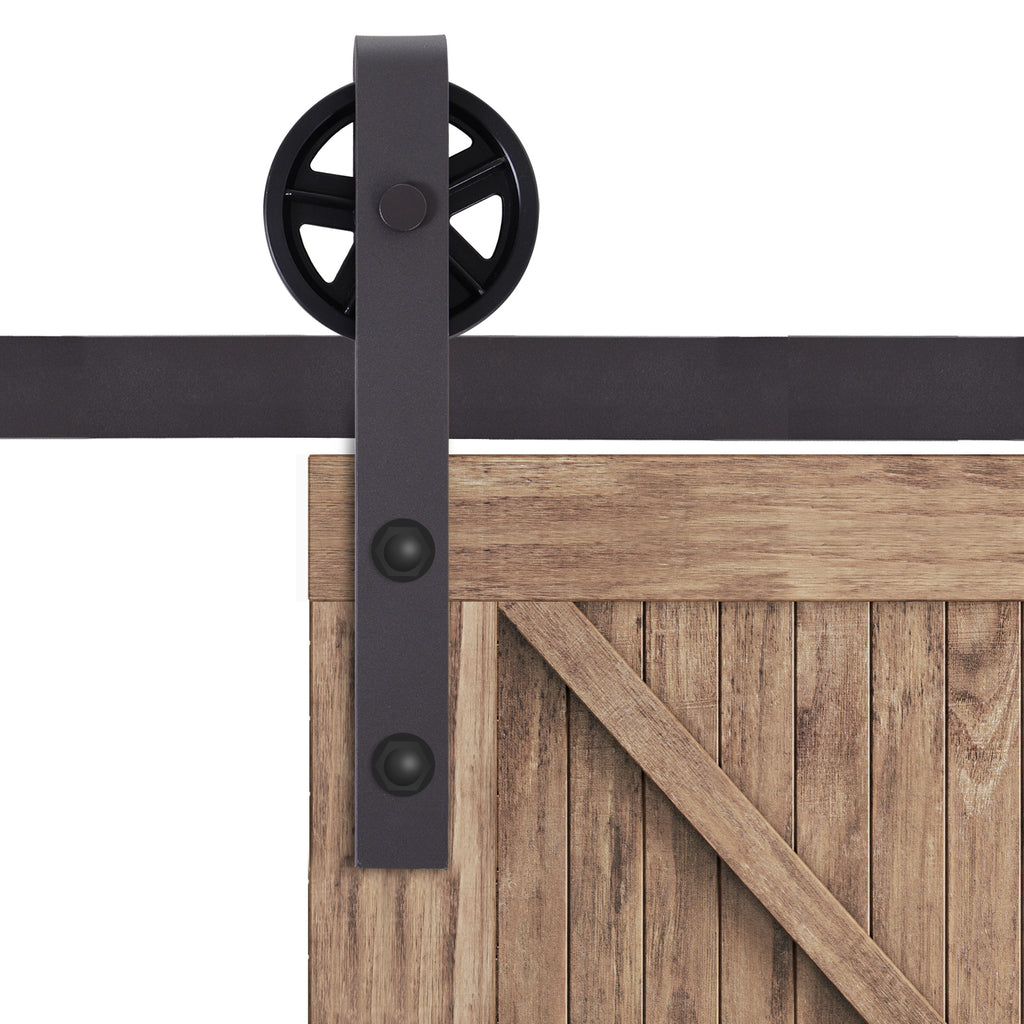 Kit de rail pour porte coulissante quincaillerie grange à porte coulissante en acier au carbone café-5