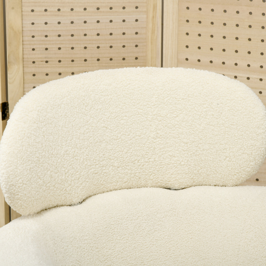 Fauteuil salon avec appuie-tête amovible, fauteuil crapaud en peluche teddy, pieds en métal, 71 x 65 x 90 cm, crème-7