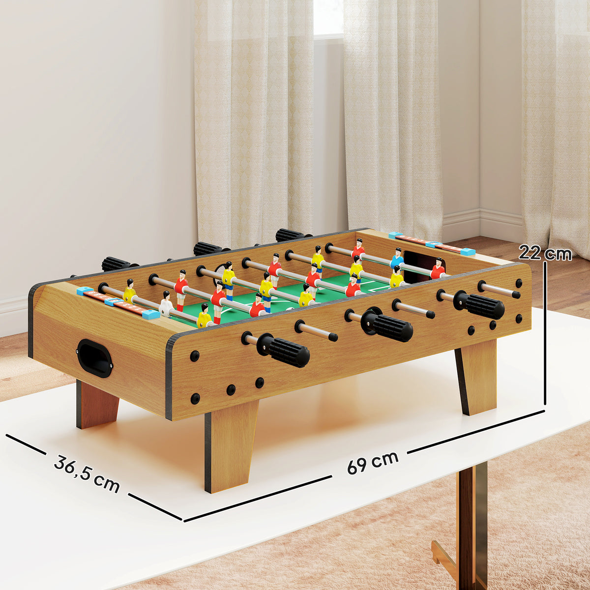 Table baby-foot pour enfants à partir de 6 ans 2 ballons 18 joueurs 69 x 37 x 24 cm-2
