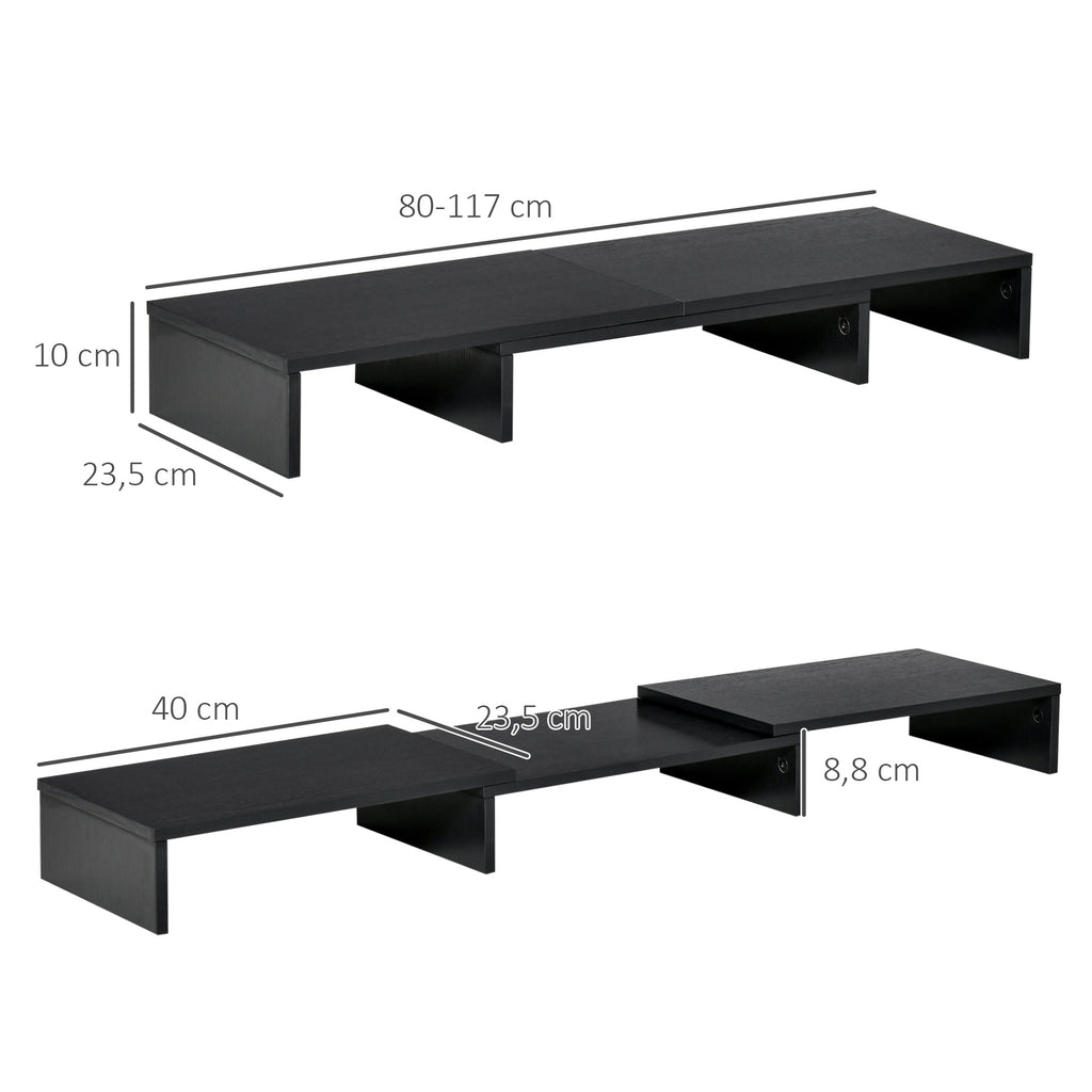Rehausseur écran PC extensible, longueur réglable de 80-117 cm, pour ordinateur portable, ordinateur, PC, noir-2
