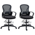 Lot de 2 fauteuils de bureau chaise de bureau assise haute réglable pivotant 360° maille respirante noir-0