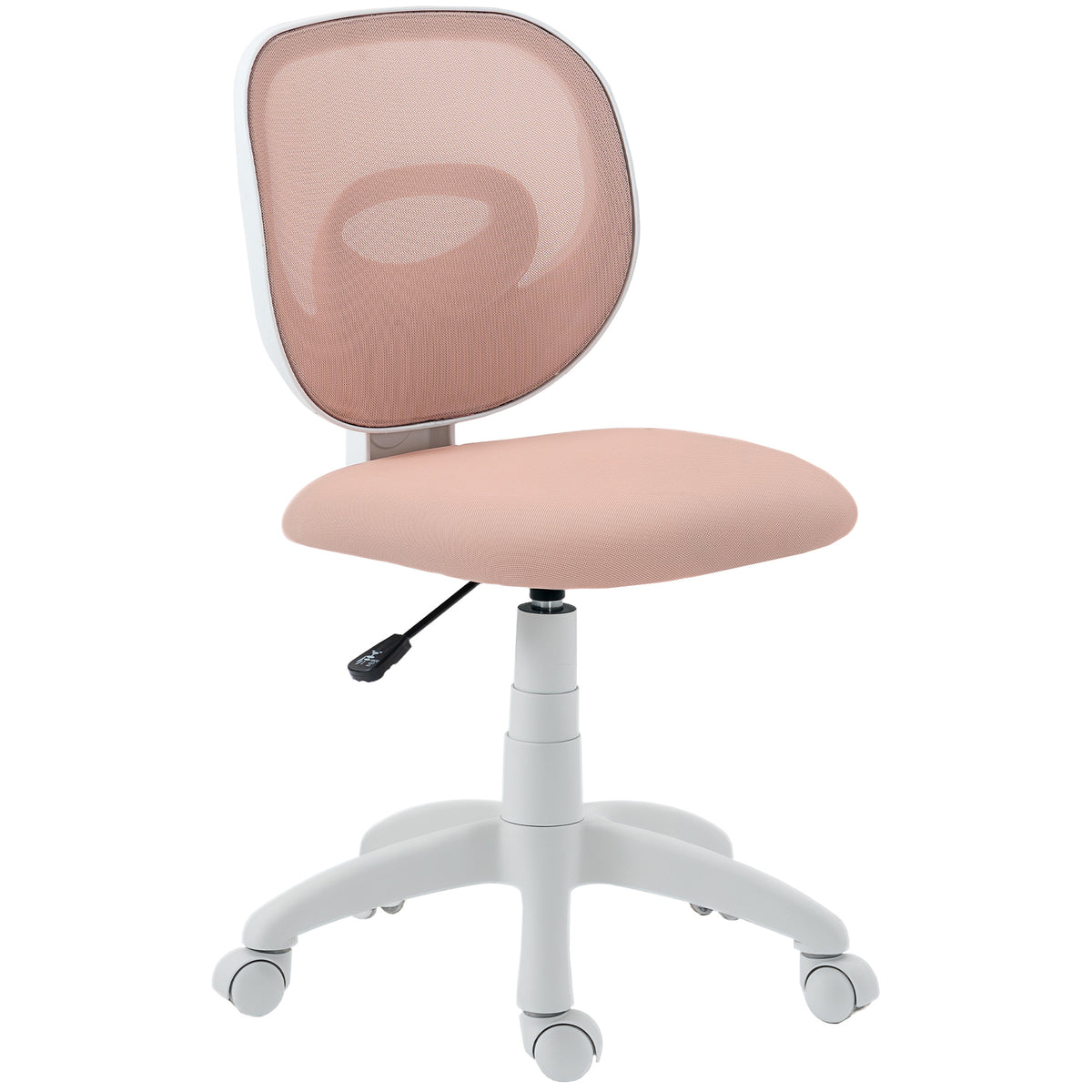 Chaise de Bureau Ergonomique sans Accoudoirs, Fauteuil de Bureau en Maille, Hauteur Réglable, Rose-0