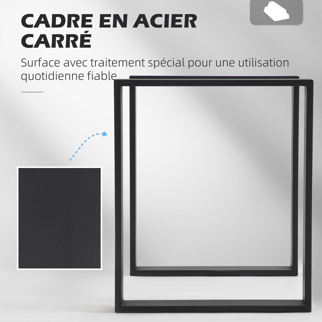 Lot de 2 pieds rectangulaires en acier noir pour table - hauteur 72 cm - design contemporain-5