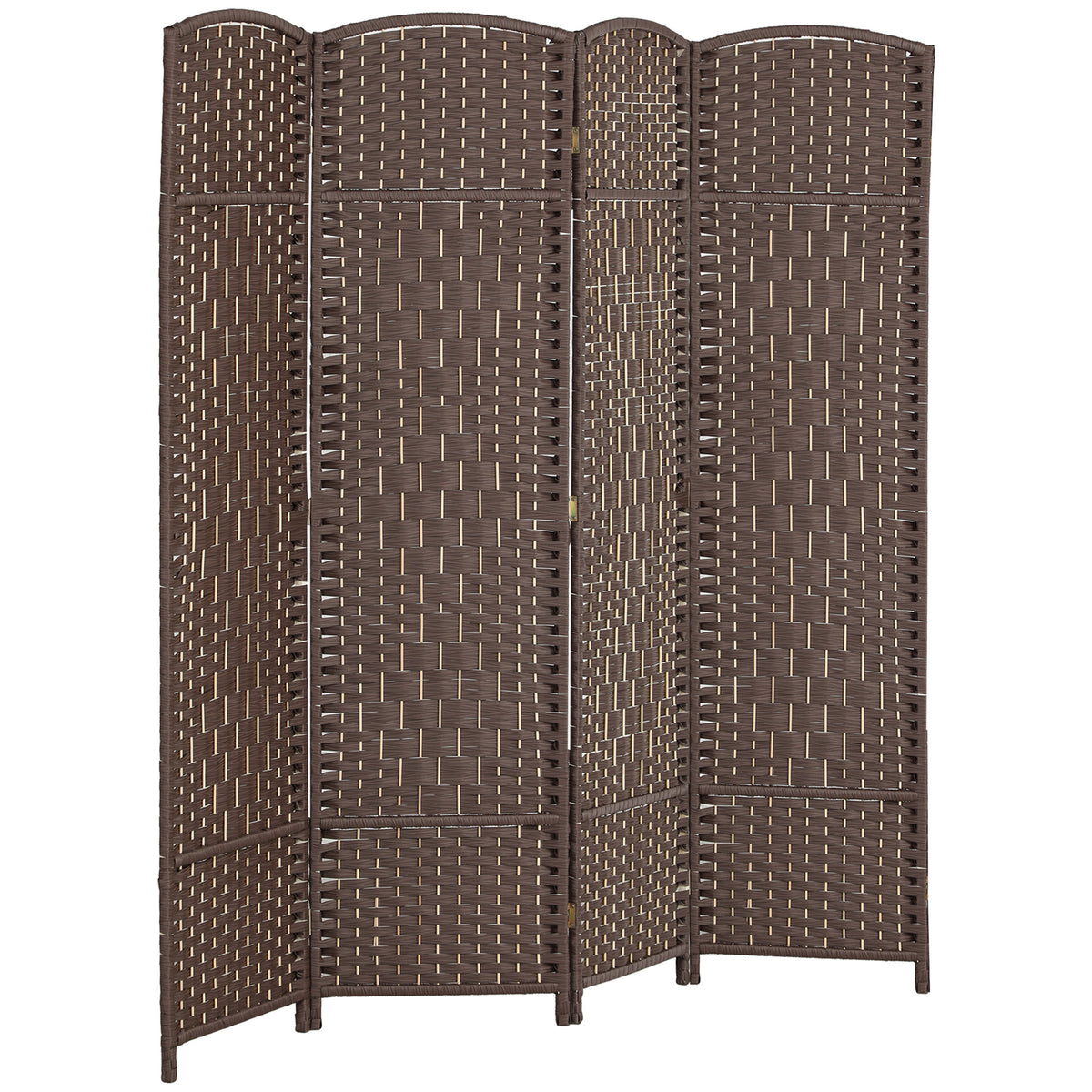 Paravent intérieur en bois 4 panneaux séparateur de pièce pliable pour salon chambre 180 x 180 cm marron-0