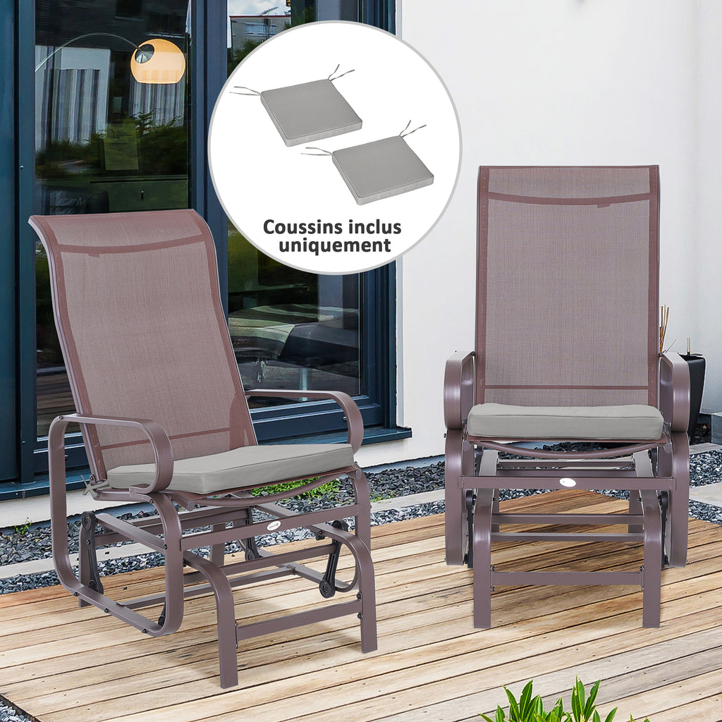 Lot de 2 Coussins de Chaise Fauteuil de Jardin Coussins d'assise déhoussables Rembourrage 5 cm Polyester Gris clair-9