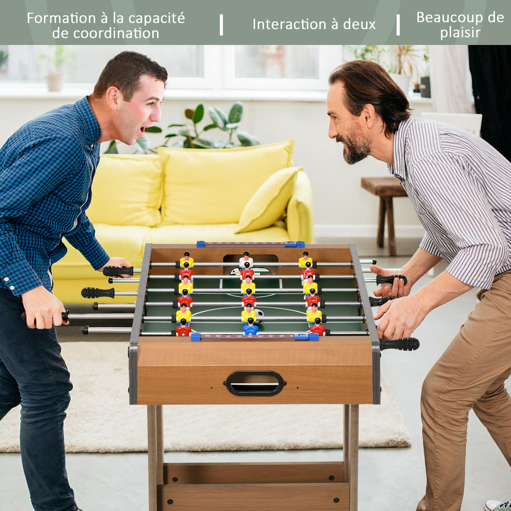 Babyfoot pliable en bois avec 18 joueurs, 2 ballons, 6 tiges et tableau de bord, pour adulte et enfant,  69 x 37 x 70 cm-5