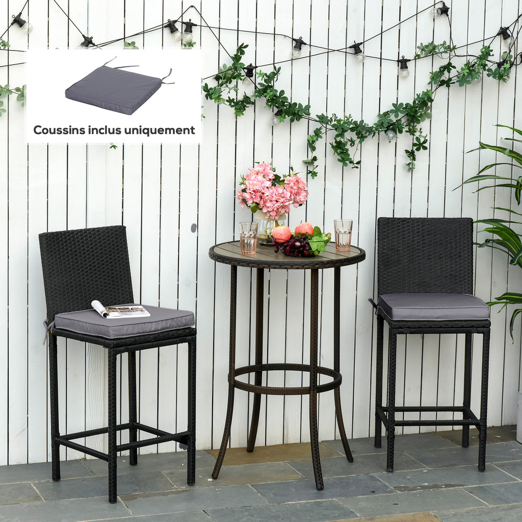 Lot de 2 Coussins de chaise de jardin Coussin chaise extérieur Coussins d'assise déhoussables Rembourrage 5 cm Tissu Polyester dim. 45L x 45l cm Gris foncé-1