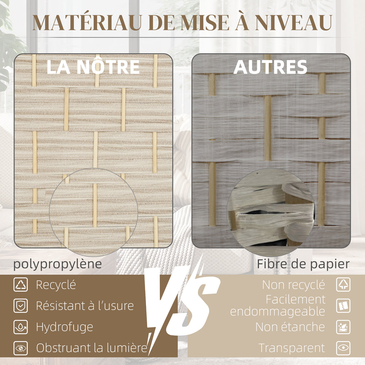 Paravent intérieur en bois 3 panneaux séparateur de pièce pliable pour salon chambre 135 x 180 cm chêne-4