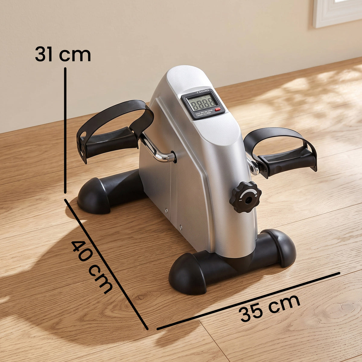 Mini vélo d'appartement pour jambes bras appareil de fitness avec écran LCD dim. 39L x 40l x 31H cm argenté-2