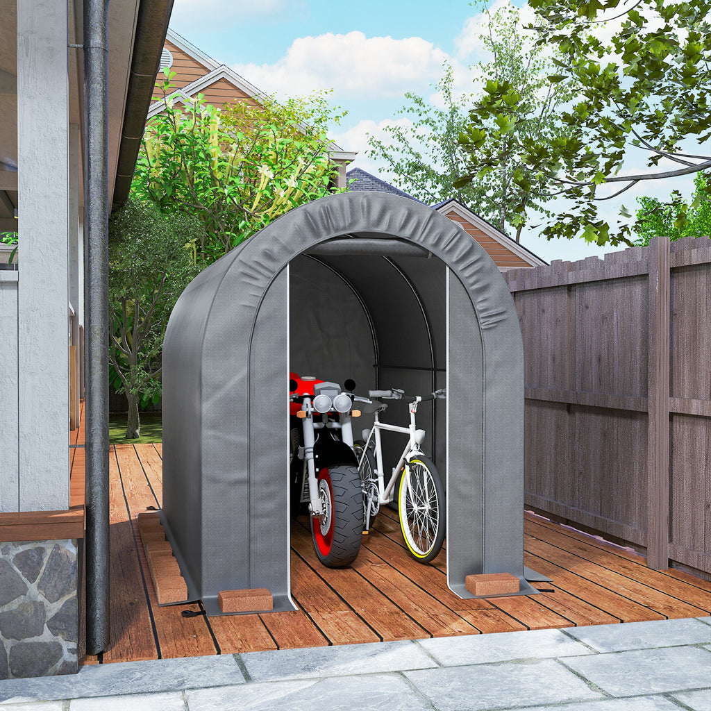 Abri de jardin tente de rangement extérieur abri de vélo garage pour vélo bâche en PE cadre en métal galvanisé gris-7