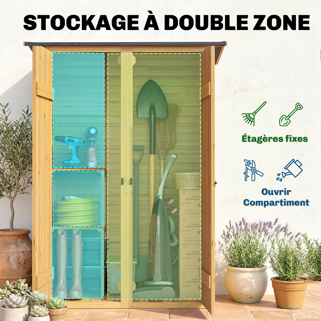 Abri de Rangement en Bois, Cabane de Jardin avec 2 Étagères, Marron-3
