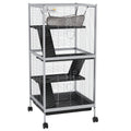 Cage pour Petits Animaux Portable à 4 Niveaux avec Roulettes, 2 Portes, 3 Rampes, Hamac et Plateau Amovible-0