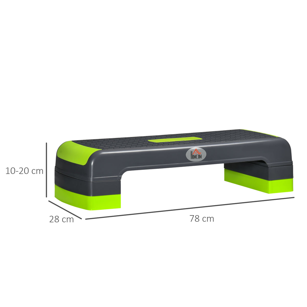 Stepper aérobic fitness hauteur réglable 3 niveaux surface antidérapante 78 x 28 x 20 cm vert et gris-2