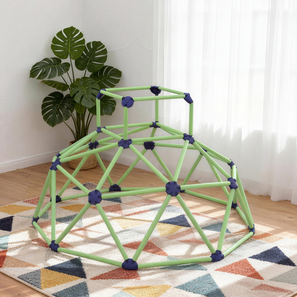 Dôme d'escalade enfant 183 cm, cage à grimper, intérieure et extérieure, charge 90 kg, assemblage facile, vert-9