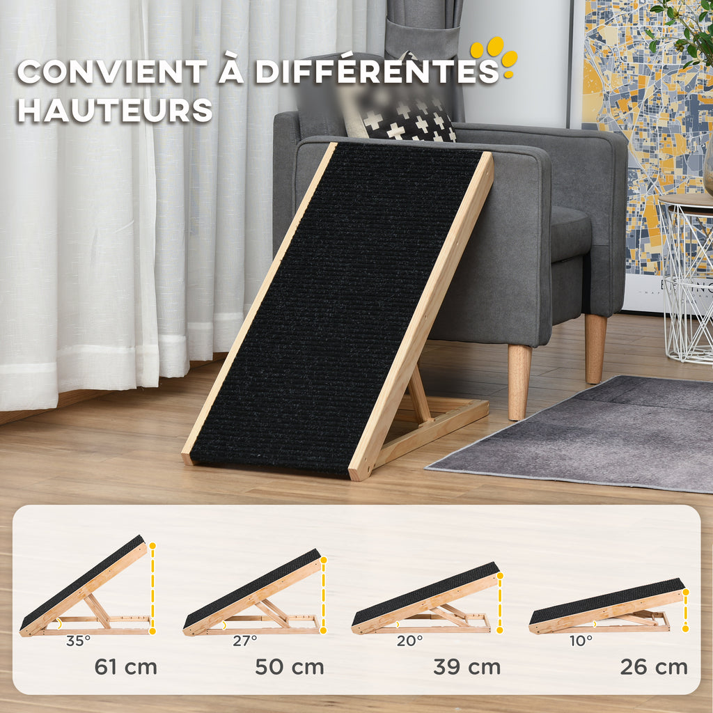 Rampe pour chien de grande taille pliable, escalier pour chien canapé avec hauteur ajustable 26-61 cm, noir-5